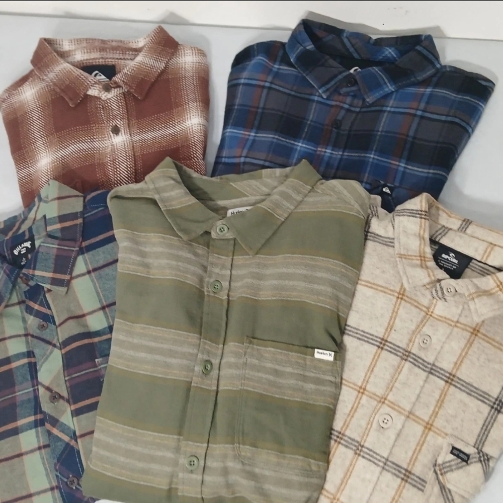 Quiksilver Men's Casual Plaid and Striped Shirt Set